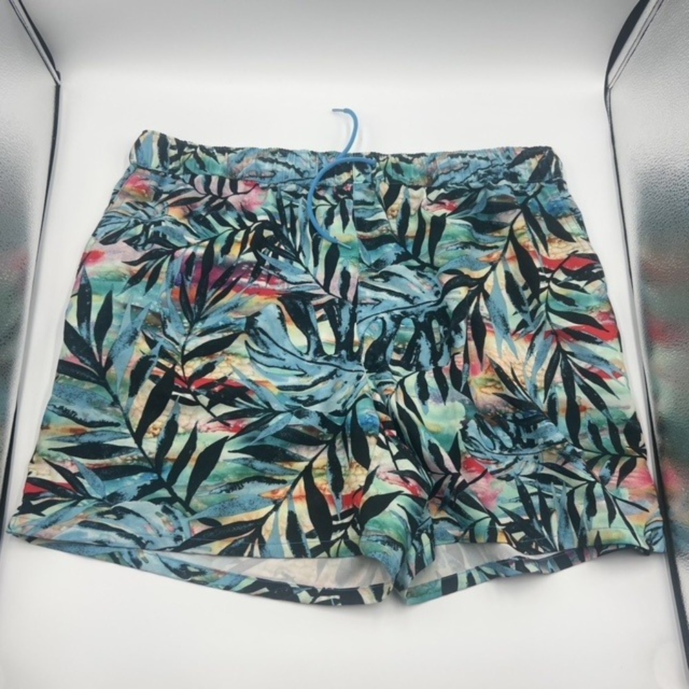 Reel Legends Men's Floral Multicolor Drawstring Trunks Size Large with 5" Inseam